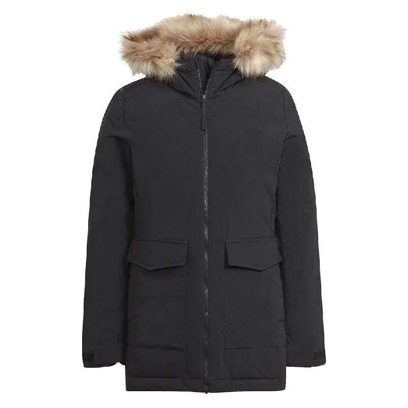 adidas - Women's Hooded Fur Parka (IJ8260) Hoodie with Sequins Glamorous Eye-catching adidas - Women's Hooded Fur Parka (IJ8260) Hoodie with Sequins Glamorous Eye-catching