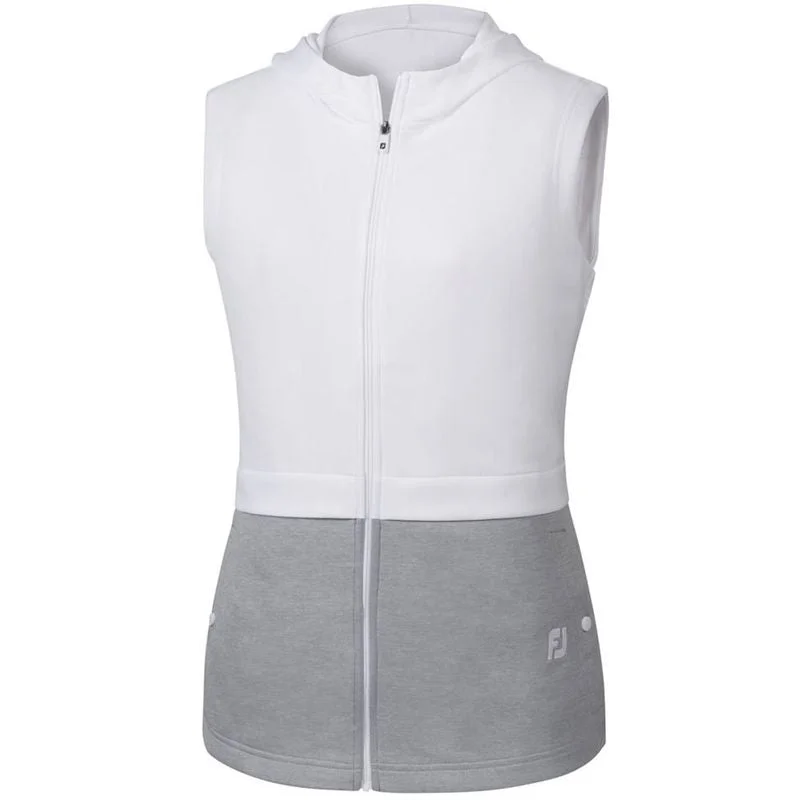 Footjoy White & Gray Double Layer Hooded Vest with Titleist logo in White Size S Hoodie with Applique Textured Unique Footjoy White & Gray Double Layer Hooded Vest with Titleist logo in White Size S Hoodie with Applique Textured Unique