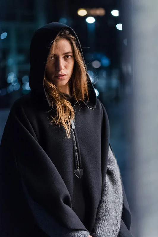 Hooded Cape Hoodie with Lace Feminine Delicate