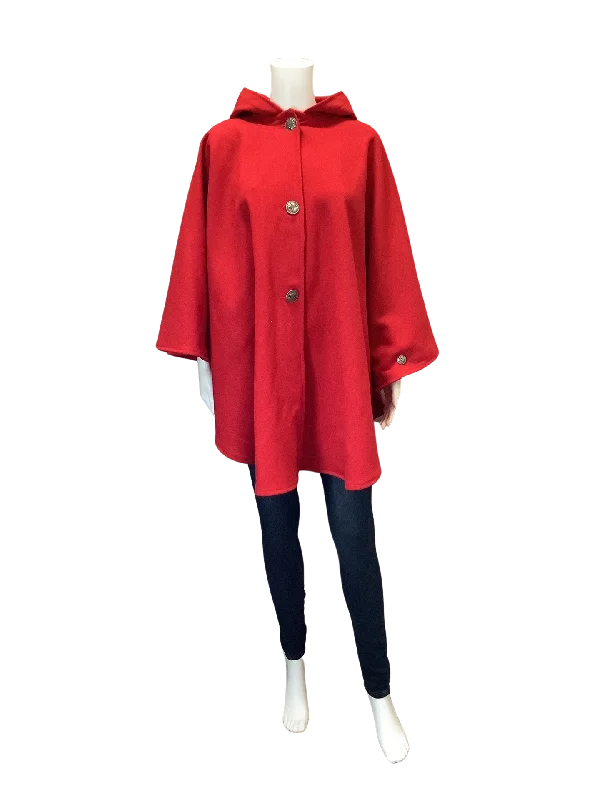Johnson Woolen Mills Women's Cape Red Hooded Wool Size: One Size Hoodie with Pastel Soft Subtle Johnson Woolen Mills Women's Cape Red Hooded Wool Size: One Size Hoodie with Pastel Soft Subtle