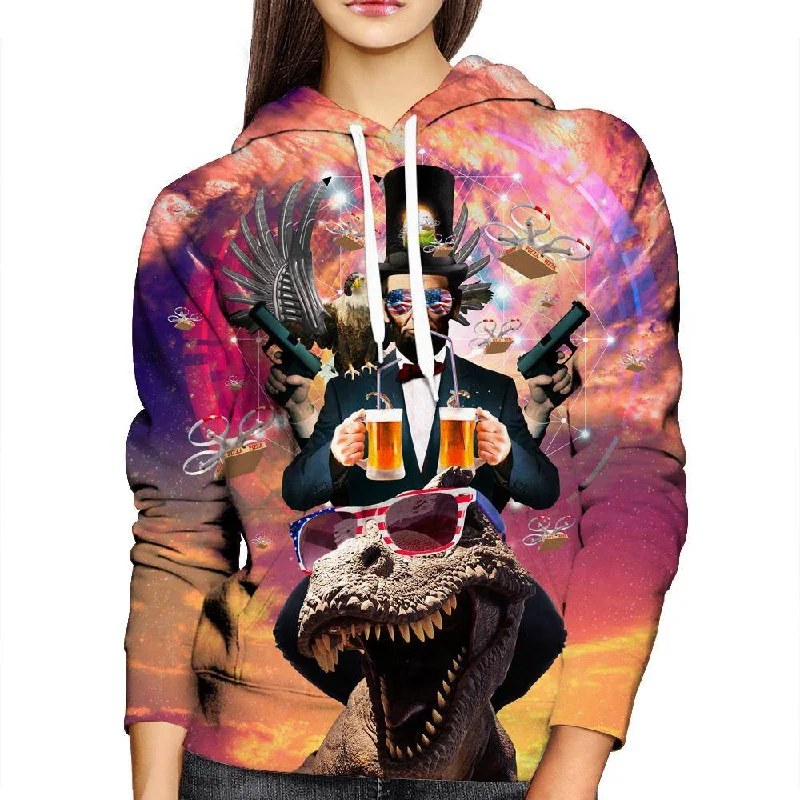 Abraham Lincoln Merica Womens Hoodie Hoodie with Mock Neck Collared Structured