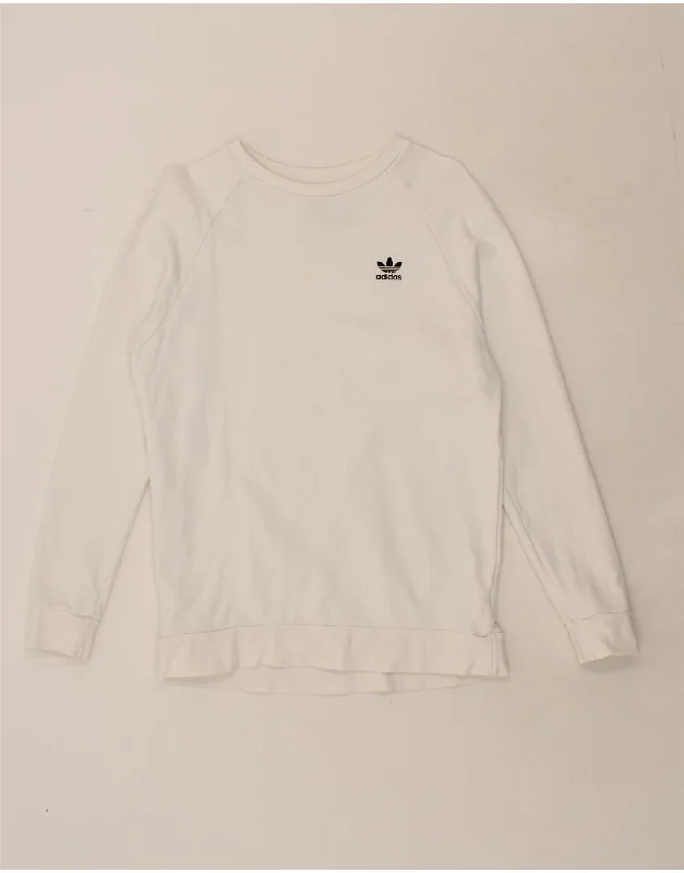 ADIDAS Womens Sweatshirt Jumper UK 10 Small White Hoodie with Exposed Zipper Edgy Industrial ADIDAS Womens Sweatshirt Jumper UK 10 Small White Hoodie with Exposed Zipper Edgy Industrial