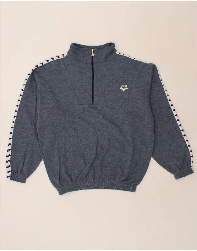 ARENA Mens Graphic Zip Neck Sweatshirt Jumper XL Blue Colourblock Hoodie with Longline Fit Extended Stylish ARENA Mens Graphic Zip Neck Sweatshirt Jumper XL Blue Colourblock Hoodie with Longline Fit Extended Stylish