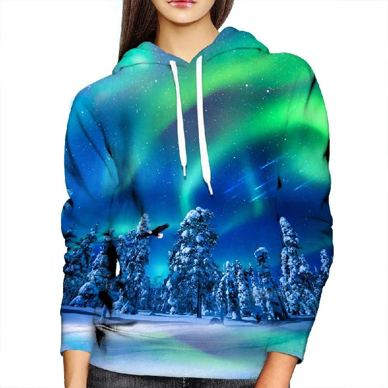 Aurora Borealis Womens Hoodie Hoodie with Front Slit Layering Stylish