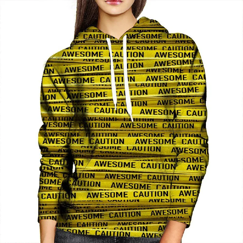 Awesome Caution Womens Hoodie Hoodie with Hem Fringe Bohemian Relaxed