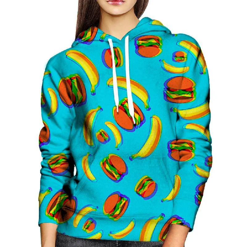 Banana And Burgers Womens Hoodie Hoodie with Turtle Neck Cozy Winter