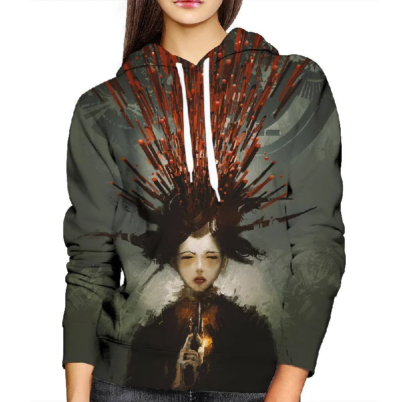 Bang Womens Hoodie Hoodie with Rolled Sleeves Casual Relaxed