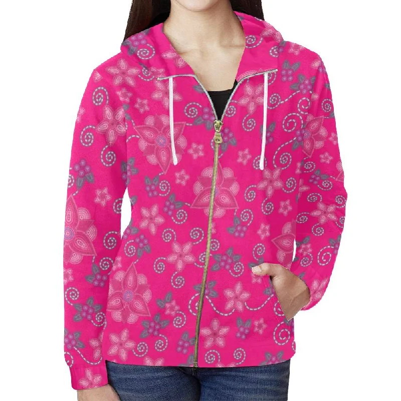 Berry Picking Pink Full Zip Hoodie for Women Hoodie with Toggle Buttons Decorative Unique Berry Picking Pink Full Zip Hoodie for Women Hoodie with Toggle Buttons Decorative Unique