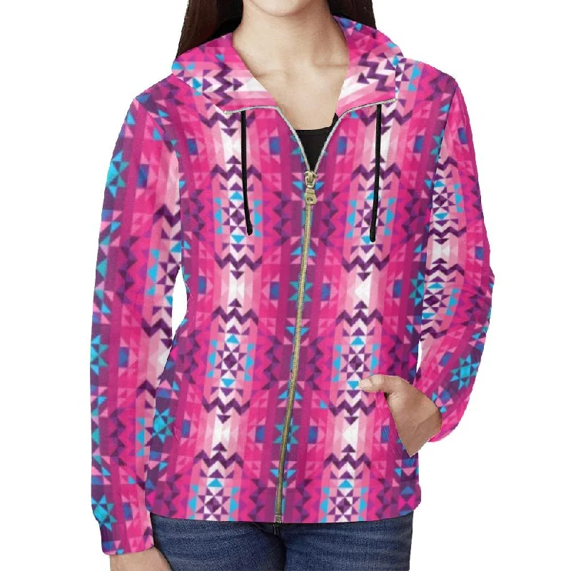 Bright Wave Full Zip Hoodie for Women Hoodie with Pocket Utility Practical