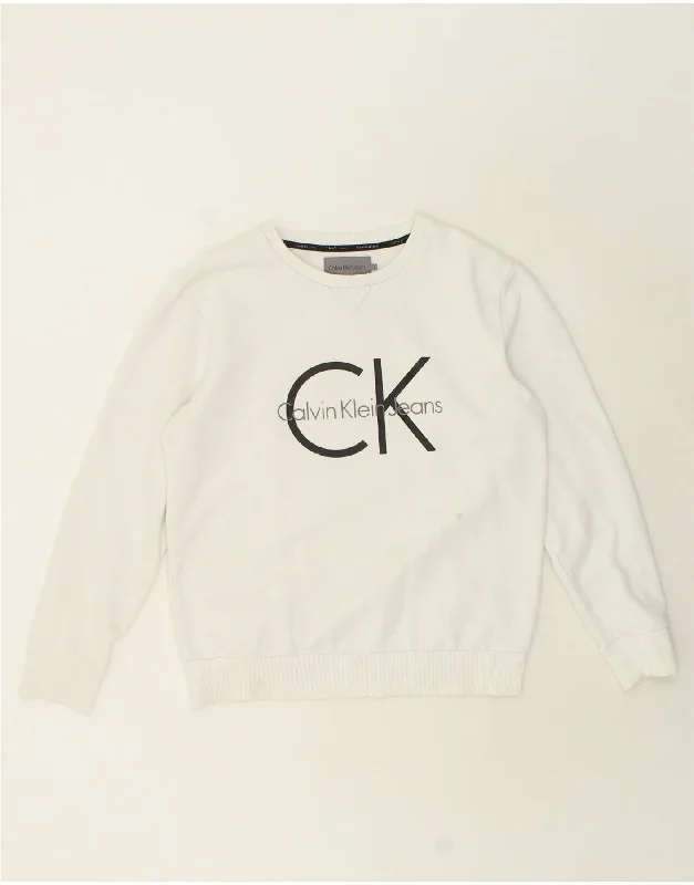 CALVIN KLEIN JEANS Mens Graphic Sweatshirt Jumper Large White Cotton Hooded Sweatshirt Casual Wear Street Style CALVIN KLEIN JEANS Mens Graphic Sweatshirt Jumper Large White Cotton Hooded Sweatshirt Casual Wear Street Style