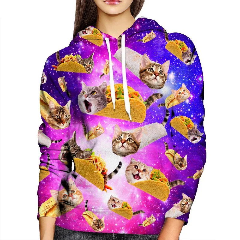 Cats And Tacos Purple Womens Hoodie Hoodie Jacket Zipper Layering