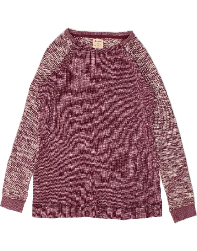 CHAMPION Womens Sweatshirt Jumper UK 14 Medium Burgundy Flecked Cotton Hoodie with V-Neck Classic Versatile CHAMPION Womens Sweatshirt Jumper UK 14 Medium Burgundy Flecked Cotton Hoodie with V-Neck Classic Versatile