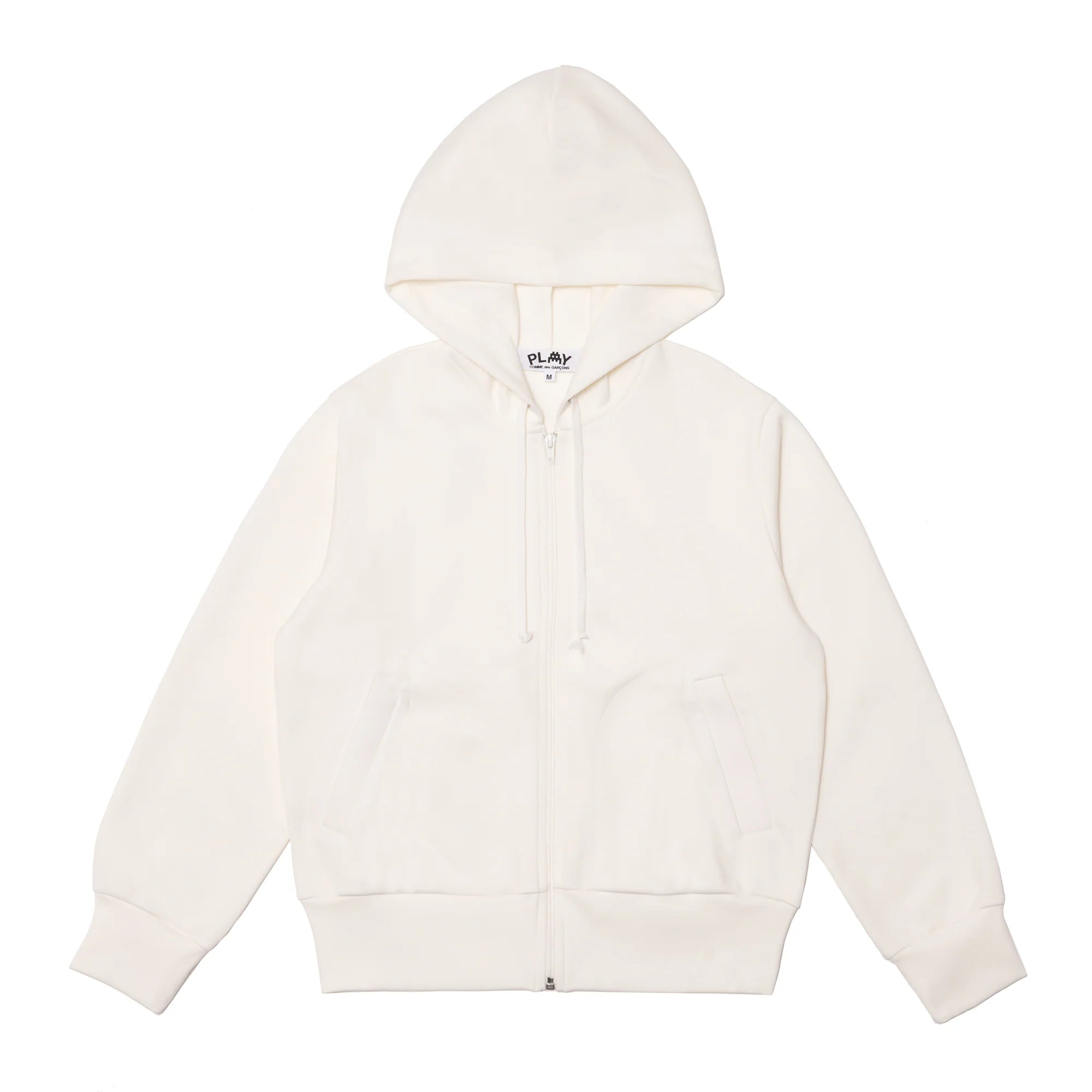 Comme Des Garcons Play Women X Invader Polyester Hooded Sweate White Hoodie with Cropped Fit Short Trendy Comme Des Garcons Play Women X Invader Polyester Hooded Sweate White Hoodie with Cropped Fit Short Trendy