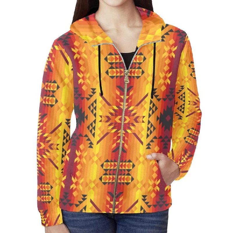 Desert Geo Yellow Red Full Zip Hoodie for Women Hoodie with Drawcord Adjustable Secure Desert Geo Yellow Red Full Zip Hoodie for Women Hoodie with Drawcord Adjustable Secure