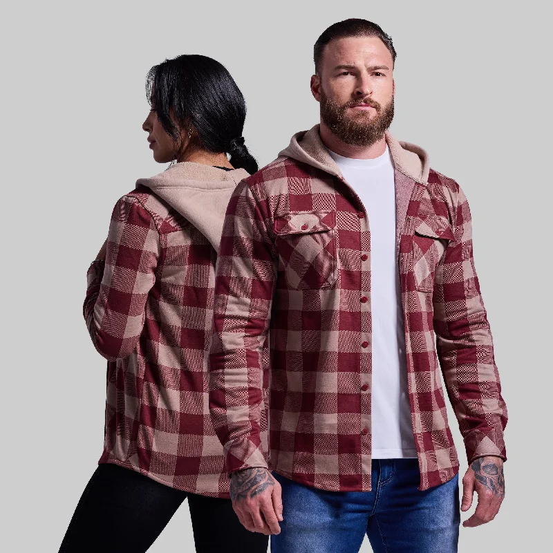 Hooded Woodsman Stretchy Flannel (Dusk) Hoodie with Frayed Bohemian Relaxed