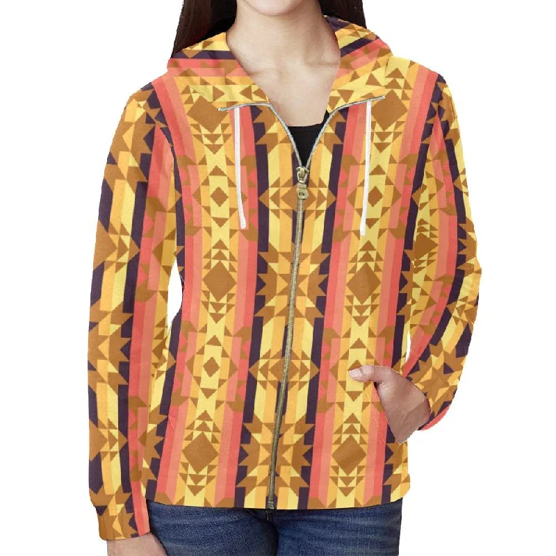 Infinite Sunset Full Zip Hoodie for Women Hoodie with V-Neck Classic Versatile