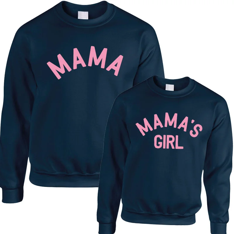Mama & Mama's Girl Classic Sweatshirts Navy/Pink (MRK X) Hoodie with Oversized Fit Loose Comfortable Mama & Mama's Girl Classic Sweatshirts Navy/Pink (MRK X) Hoodie with Oversized Fit Loose Comfortable
