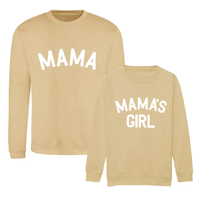 Mama & Mama's Girl Classic Sweatshirts Sand/White Hoodie with Set-In Sleeves Structured Classic Mama & Mama's Girl Classic Sweatshirts Sand/White Hoodie with Set-In Sleeves Structured Classic