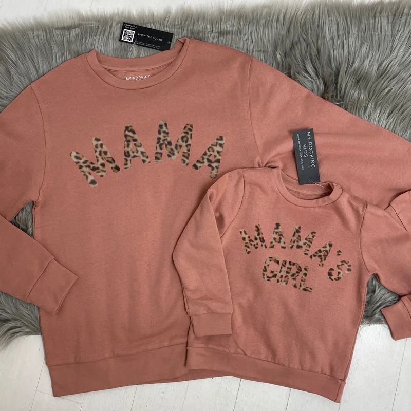 Mama & Mama's Girl Leopard Sweatshirts Dusty Pink (MRK X) Hoodie with Tie-Dye Psychedelic Retro Mama & Mama's Girl Leopard Sweatshirts Dusty Pink (MRK X) Hoodie with Tie-Dye Psychedelic Retro
