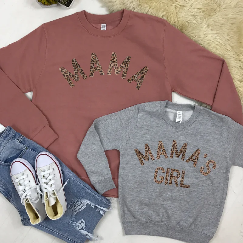 Mama & Mama's Girl Leopard Sweatshirts (MRK X) Hoodie with Stripes Bold Sporty