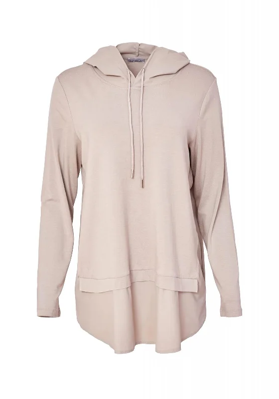 Naya Oversized Layered Travel Hooded Top, Stone Hoodie with Relaxed Fit Easy Casual