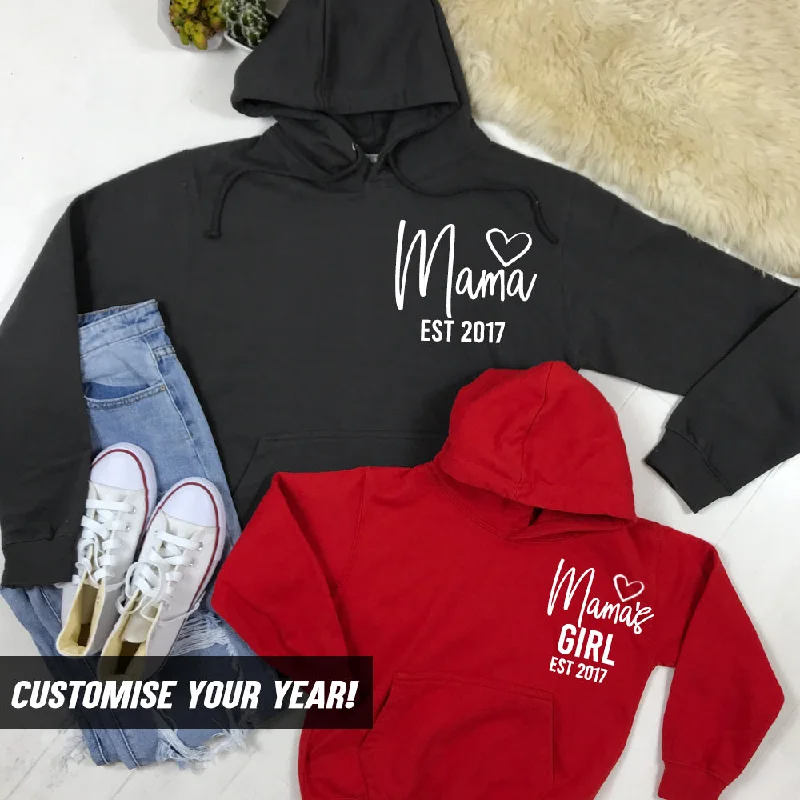 Personalised Mama & Girl Established Mum & Daughter Matching Hoodies (MRK X) Hoodie with Magnetic Closure Innovative Modern Personalised Mama & Girl Established Mum & Daughter Matching Hoodies (MRK X) Hoodie with Magnetic Closure Innovative Modern