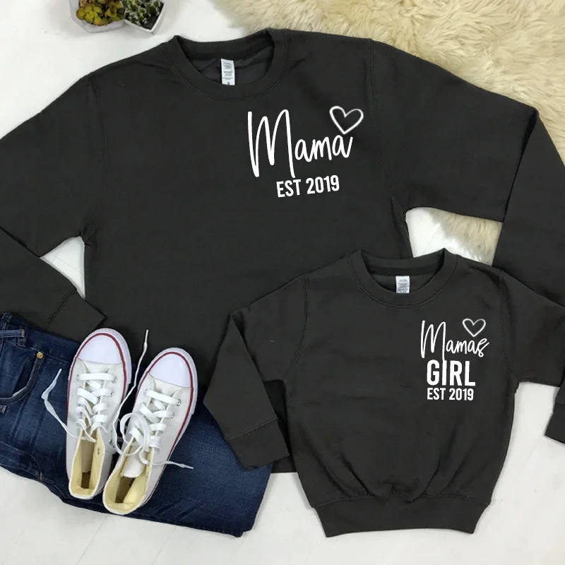 Personalised Mama & Girl Established Mum & Kid Matching Sweatshirts (MRK X) Hoodie with Drawstring Waist Adjustable Fitted Personalised Mama & Girl Established Mum & Kid Matching Sweatshirts (MRK X) Hoodie with Drawstring Waist Adjustable Fitted