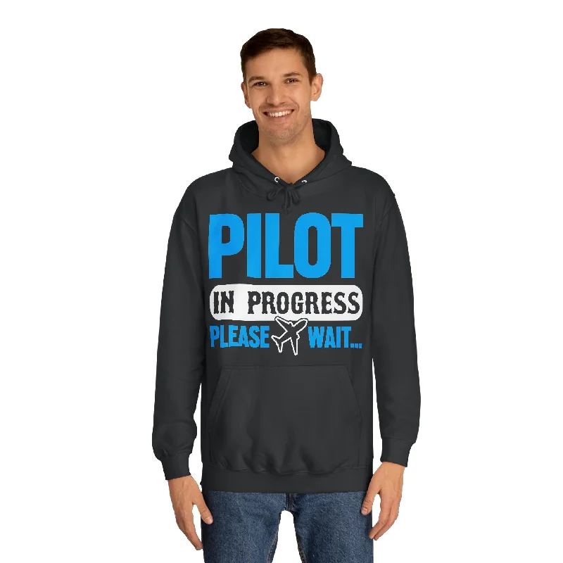 Pilot in Progress Design Unisex College Hoodie Hoodie with Pocket Utility Practical