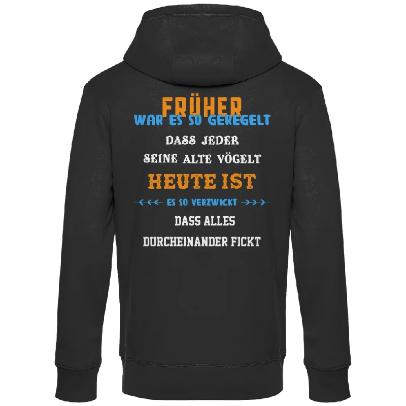 Premium Hoodie "Früher und heute" (Backprint) Hoodie with Patch Decorative Personalized Premium Hoodie "Früher und heute" (Backprint) Hoodie with Patch Decorative Personalized