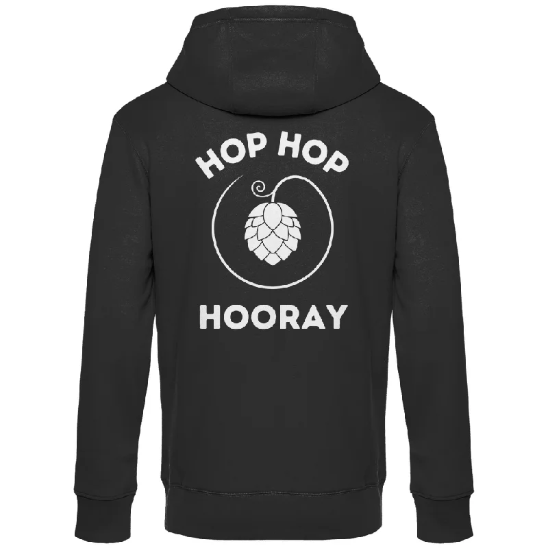 Premium Hoodie "Hop Hop Hooray" (Backprint) Zip Hoodie Drawstring Kangaroo Pocket
