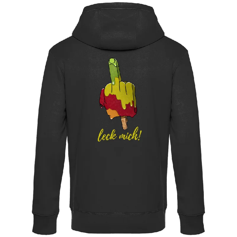Premium Hoodie "leck mich!" (Backprint) Hoodie with Hem Patch Decorative Personalized Premium Hoodie "leck mich!" (Backprint) Hoodie with Hem Patch Decorative Personalized