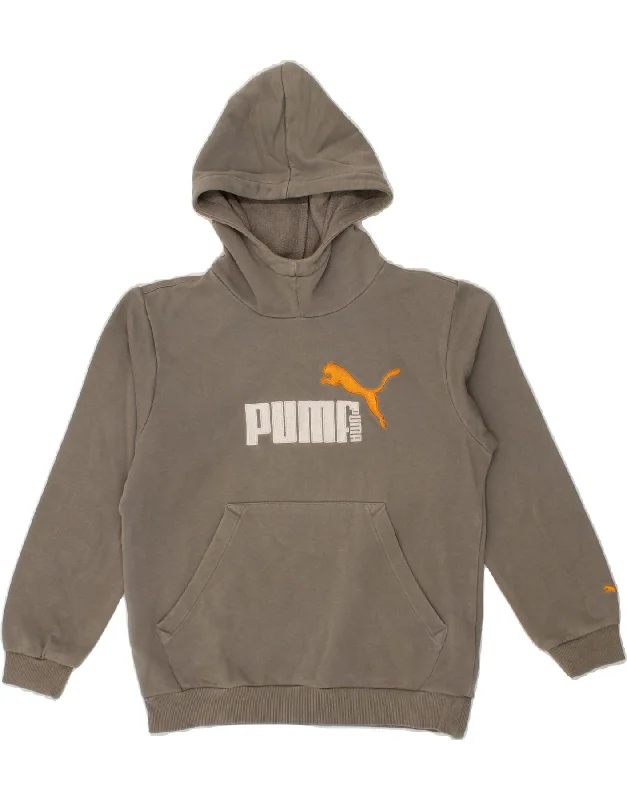 PUMA Boys Graphic Hoodie Jumper 9-10 Years Medium Grey Cotton Hoodie with Puffed Sleeves Voluminous Trendy PUMA Boys Graphic Hoodie Jumper 9-10 Years Medium Grey Cotton Hoodie with Puffed Sleeves Voluminous Trendy