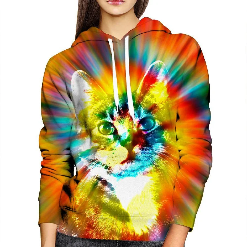 Tie Dye Cat Womens Hoodie Hoodie Sweatshirt Pullover