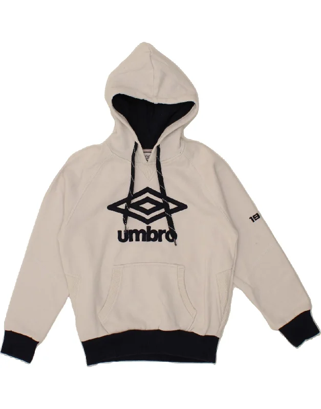 UMBRO Boys Graphic Hoodie Jumper 10-11 Years White Cotton Hoodie with Earth Tones Natural Calm UMBRO Boys Graphic Hoodie Jumper 10-11 Years White Cotton Hoodie with Earth Tones Natural Calm