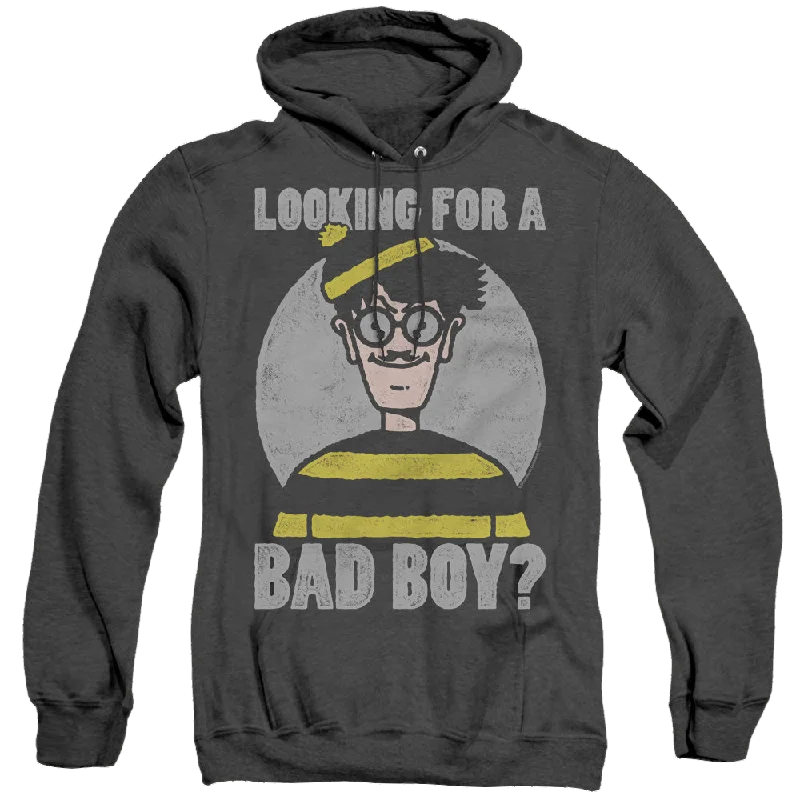 Where's Waldo Bad Boy - Heather Pullover Hoodie Hoodie with Hem Detail Decorative Unique Where's Waldo Bad Boy - Heather Pullover Hoodie Hoodie with Hem Detail Decorative Unique