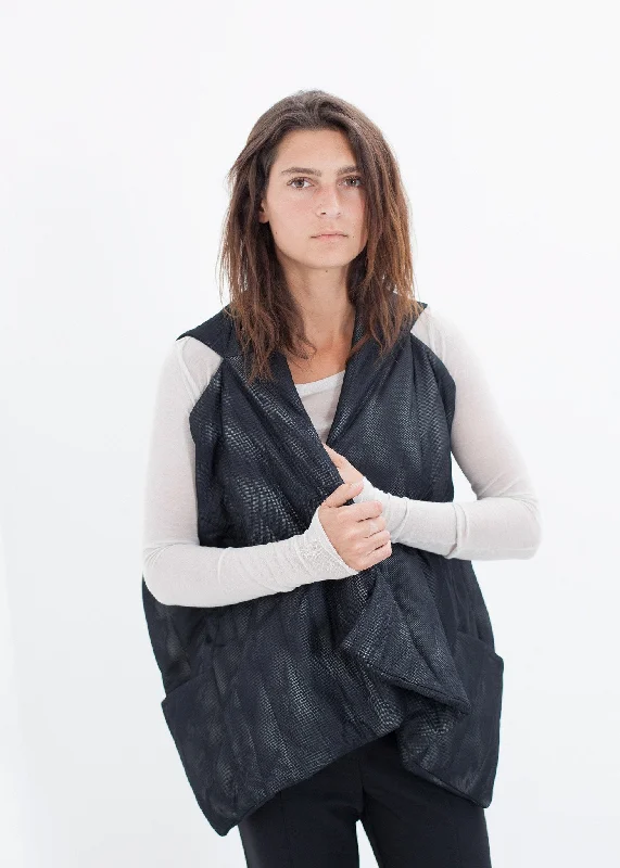Quilted Mesh Waistcoat in Black/White Fashionable Military Waistcoat Jacket