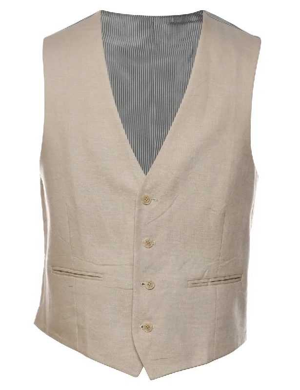 Classic Beige Waistcoat - M Stylish Belted Waistcoat Jacket