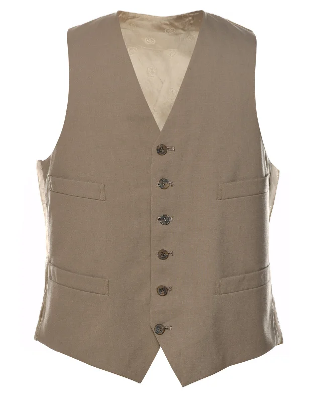 Classic Beige Waistcoat - S Comfortable Faux Suede Waistcoat