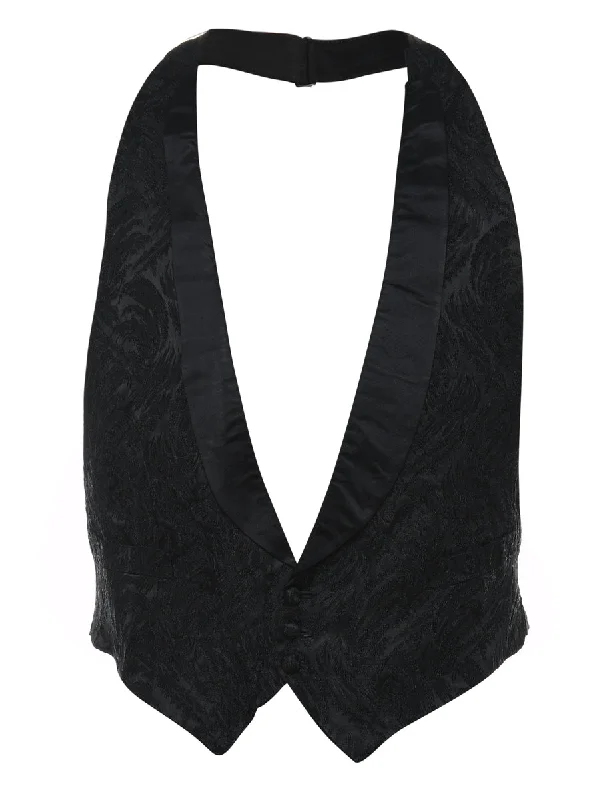 Classic Black Lace Detail Classic Waistcoat - S Fashionable Sleeveless Waistcoat