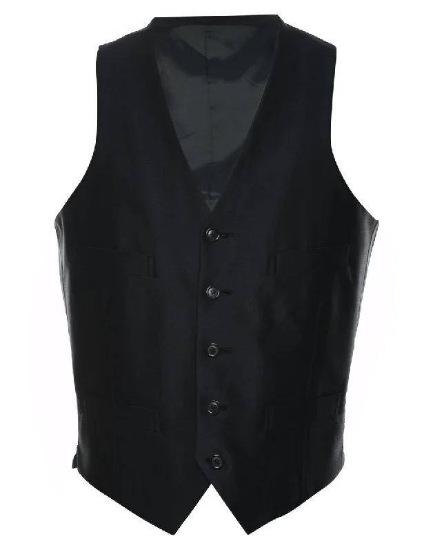Classic Black Waistcoat - M Trendy Faux Fur Waistcoat