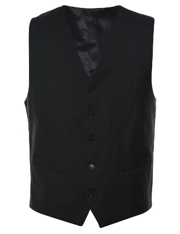 Classic Black Waistcoat - M Elegant Cashmere Waistcoat Vest