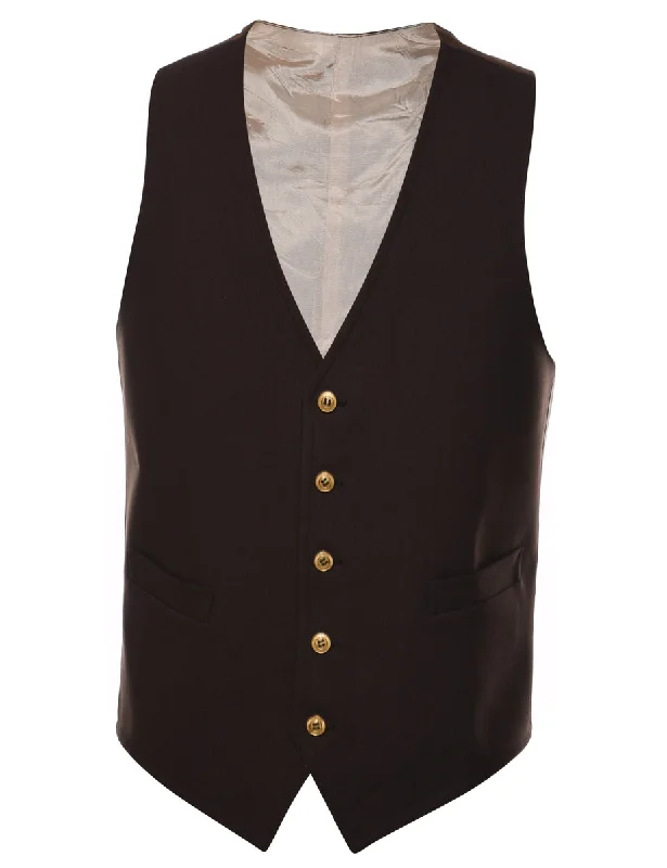Classic Brown & Gold Waistcoat - L Casual Denim Waistcoat Vest