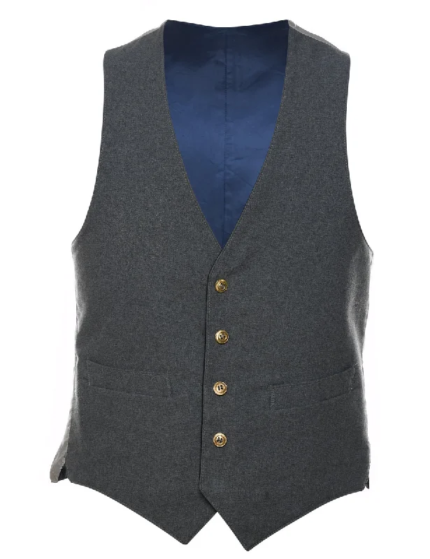Classic Grey & Gold Waistcoat - M Cozy Wool Blend Waistcoat
