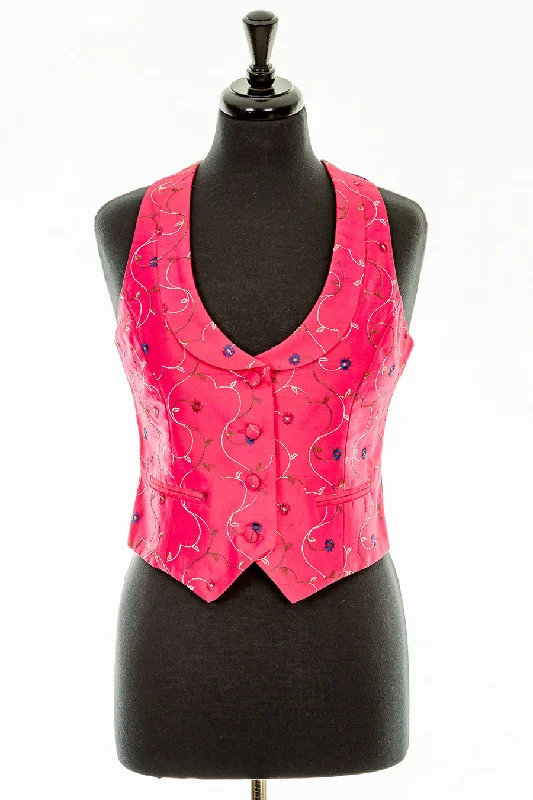 Scoop Neck Waistcoat in Hot Cerise Stylish Casual Waistcoat Vest