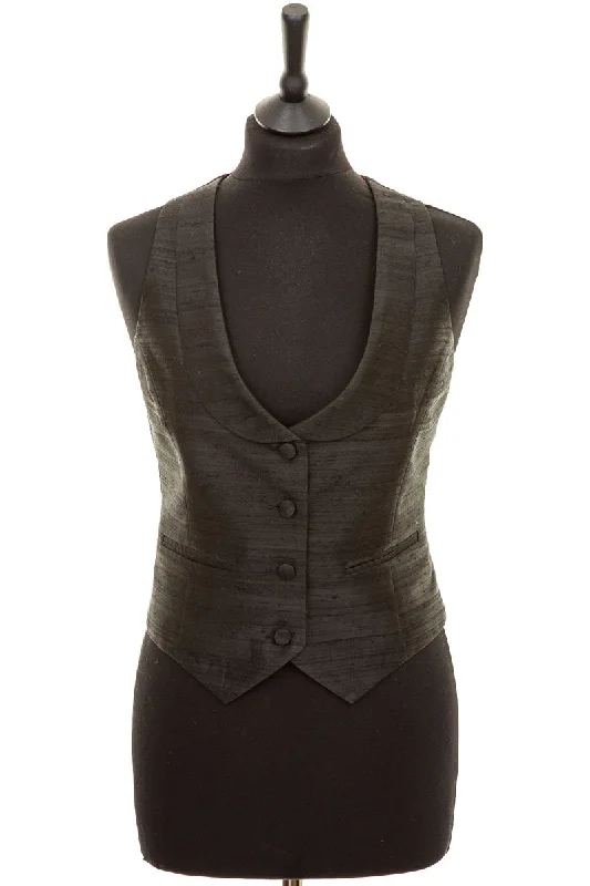 Scoop Neck Waistcoat in Liquorice Cozy Fur-Lined Waistcoat Vest