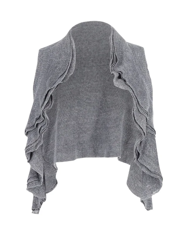 Theory Knit Waistcoat with Waterfall Effect in Grey Wool Trendy Checkered Waistcoat Jacket