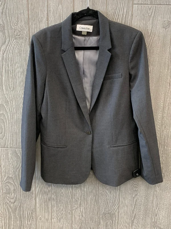 Grey Blazer Calvin Klein, Size L Women's Stripe Blazer