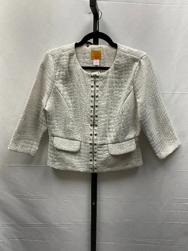 Silver & White Blazer Ruby Rd, Size 8petite Women's Unique Blazer