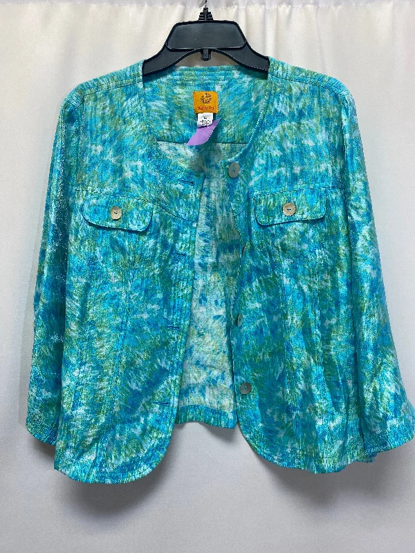 Teal Blazer Ruby Rd, Size L Cotton Blend Blazer