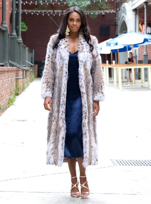 Bobcat Fur Coat With Shawl Collar Soft Faux Fur Shawl